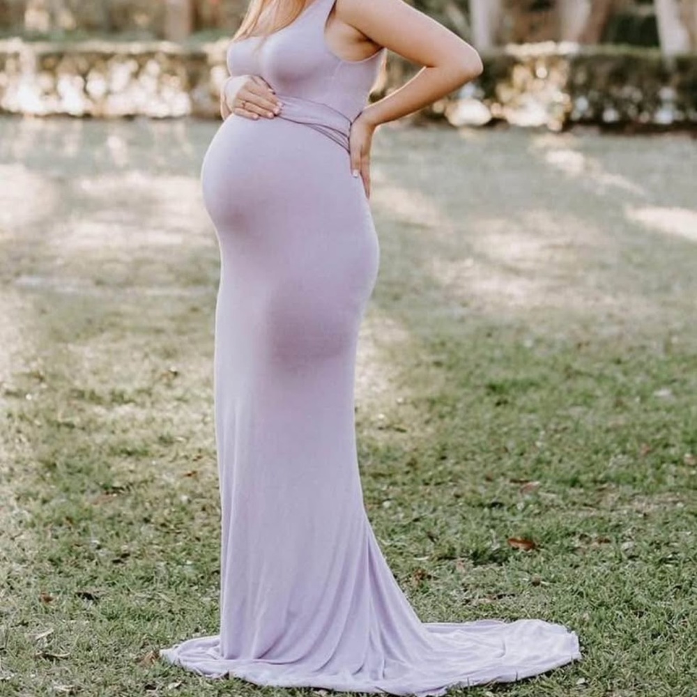 Elegant Lavender Maternity Dress